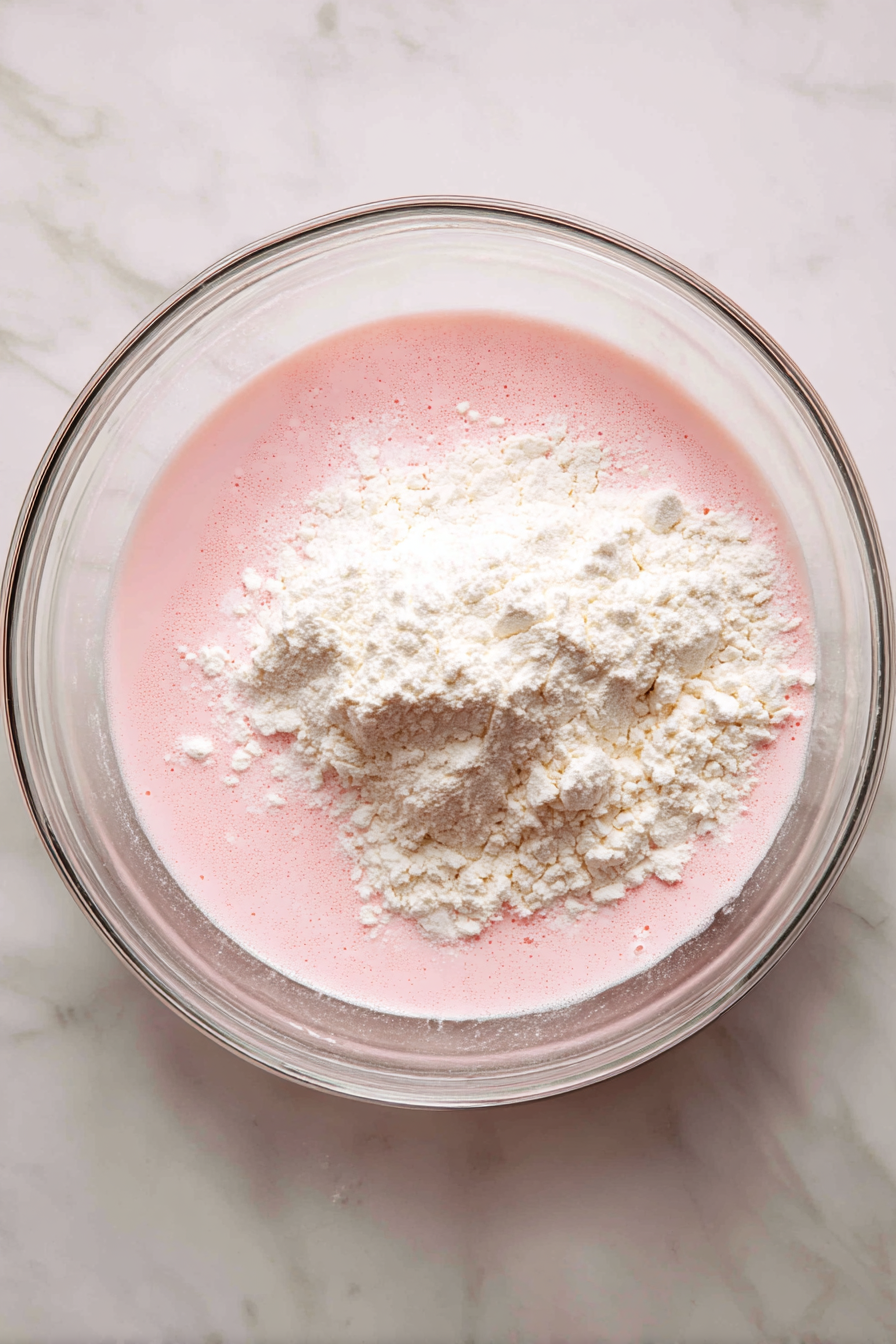 Gradually add dry ingredients to the wet mixture, alternating with milk.