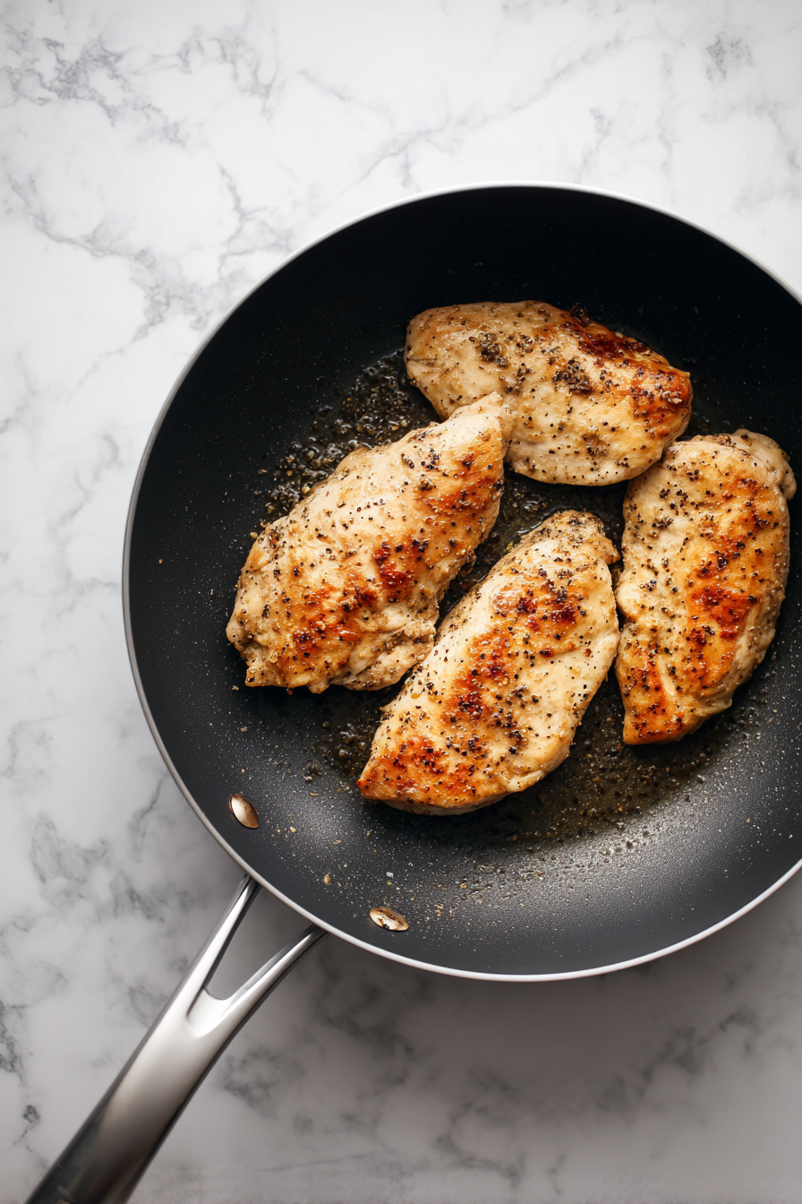 Heat olive oil in a skillet and cook chicken until golden and cooked through. Slice thinly.