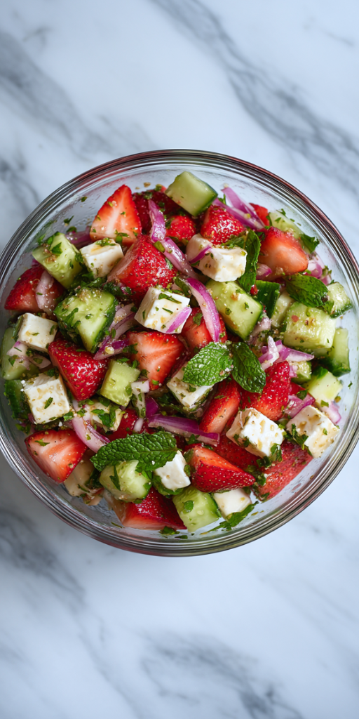 Easy Summer Cucumber Strawberry Salad Recipe!