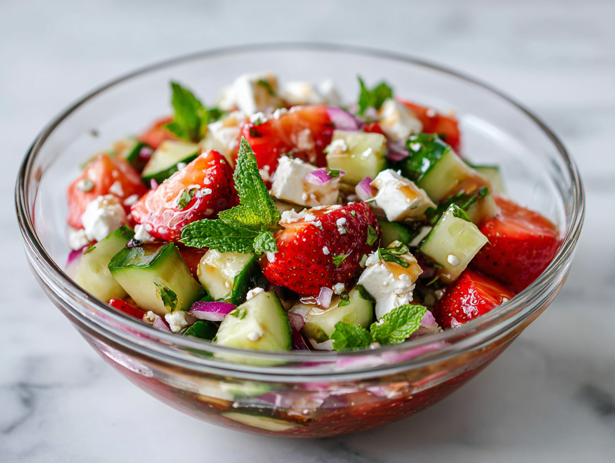 Easy Summer Cucumber Strawberry Salad Recipe!