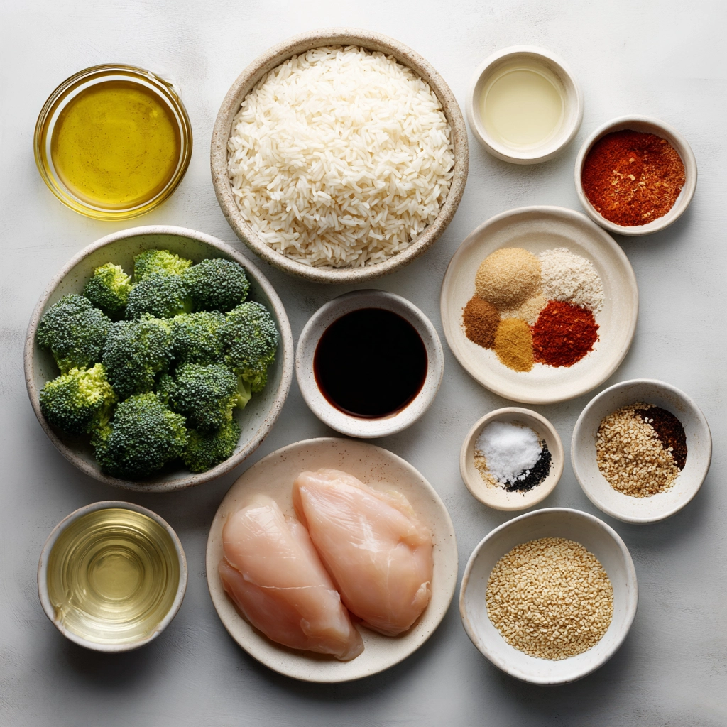 Ingredients for Sticky Chicken Rice Bowls