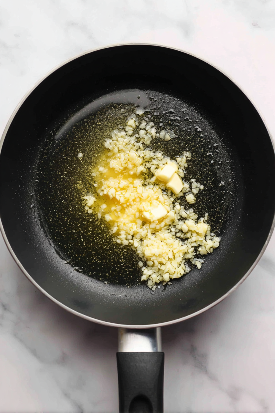 In the same pan, melt butter over low heat.