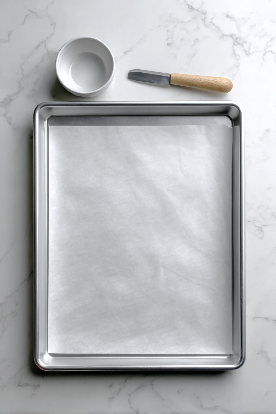 Preheat your oven to 425°F (220°C) and line your sheet pan if desired.