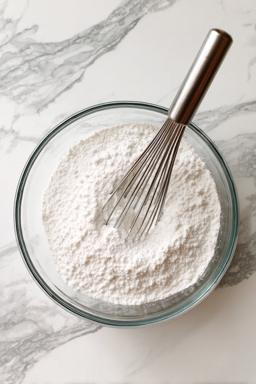 In a separate bowl, whisk flour, cinnamon, salt, baking soda, and baking powder.