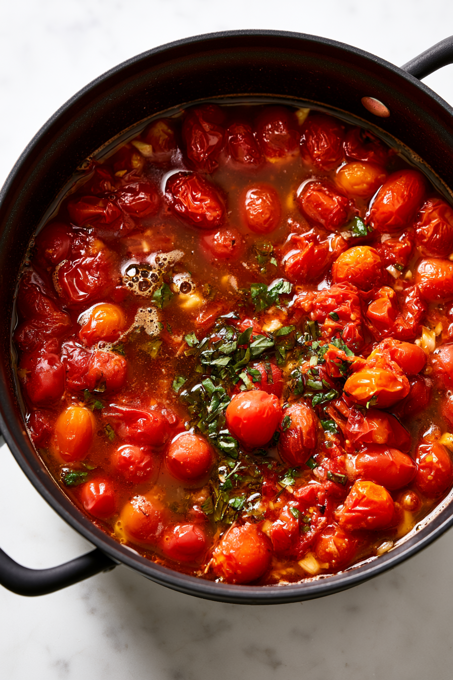 Autumn Roasted Cherry Tomato Basil Soup Recipe