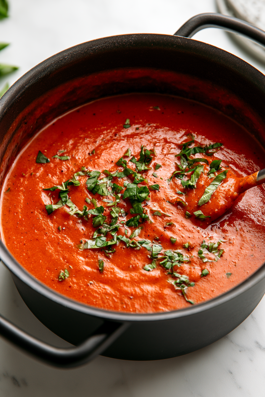 Autumn Roasted Cherry Tomato Basil Soup Recipe