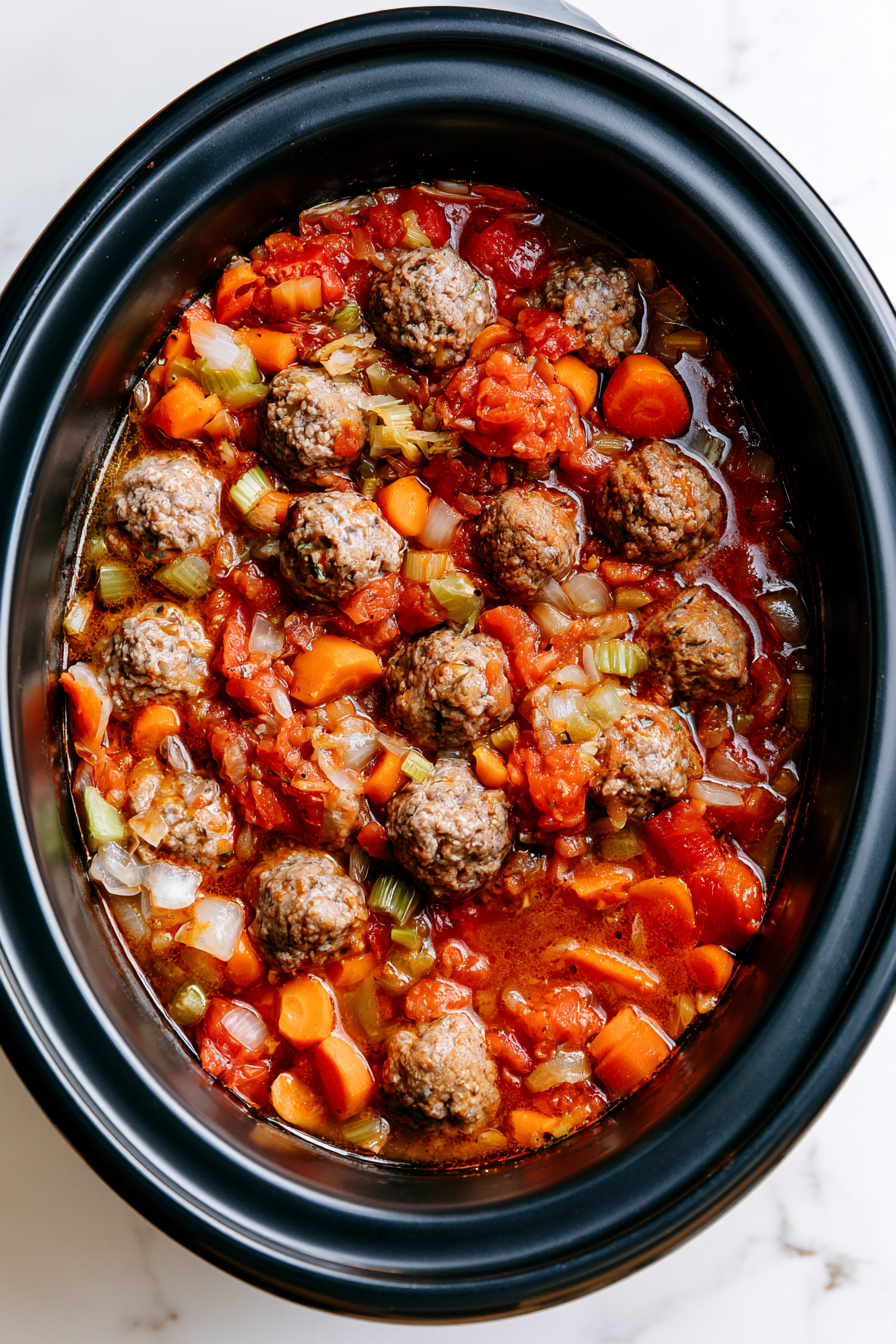 Fall Crockpot Meatball Soup Recipe