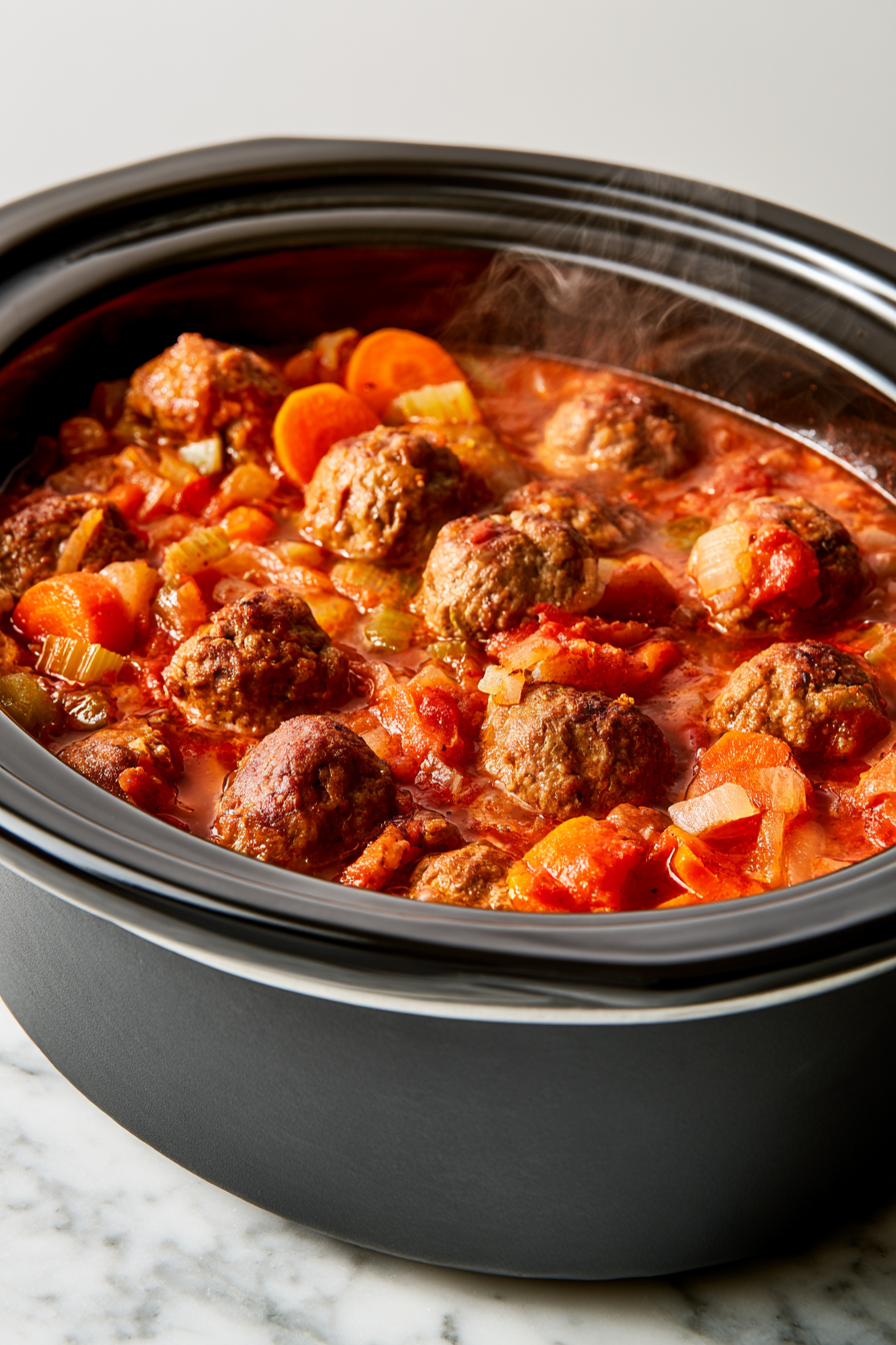 Fall Crockpot Meatball Soup Recipe