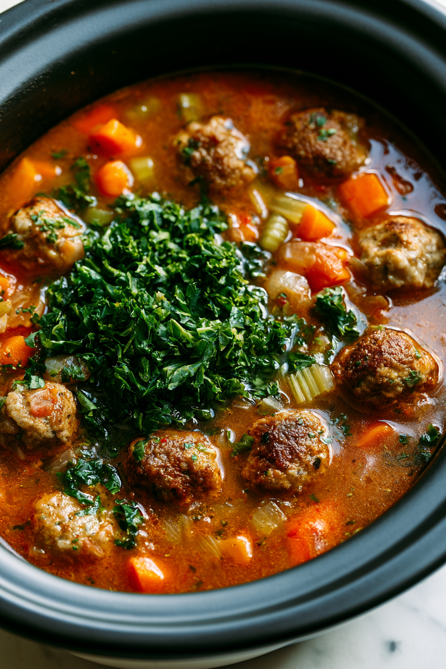 Fall Crockpot Meatball Soup Recipe