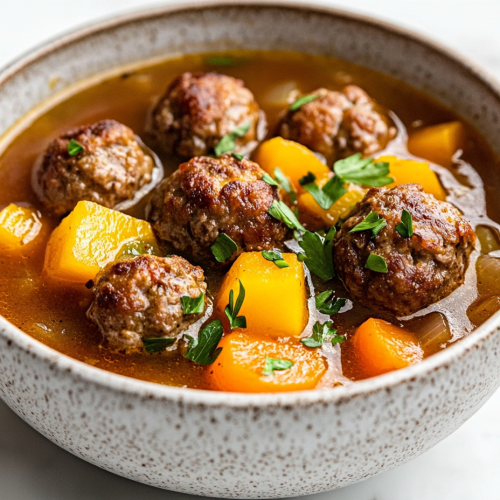 Fall-Inspired Crockpot Meatball Soup