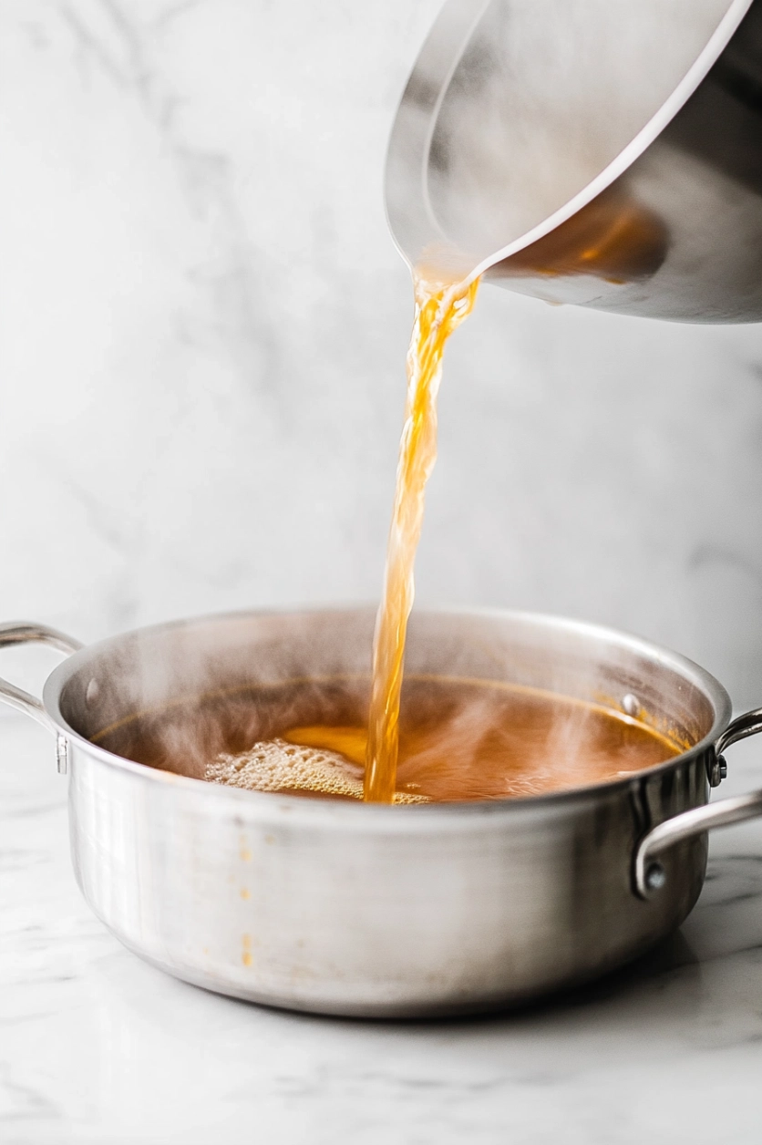 Pour in the vegetable broth