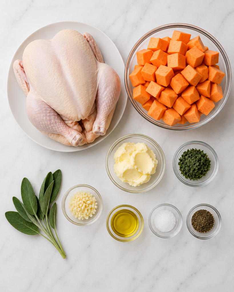 Roasted Chicken with Sweet Potatoes and Sage Butter Recipe Ingredients