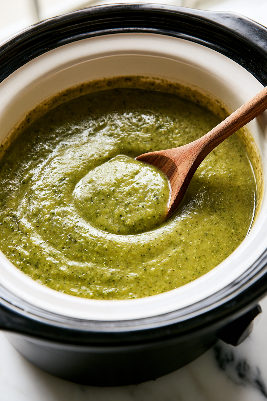 Taste the soup and adjust seasoning if necessary, then pour it back into the slow cooker or a pot to warm through