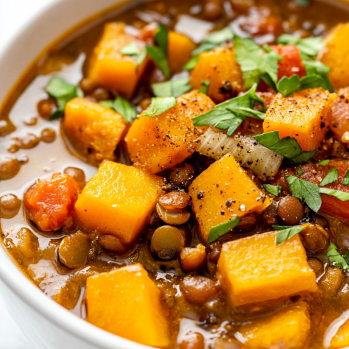 Vegan Pumpkin & Lentil Stew Recipe