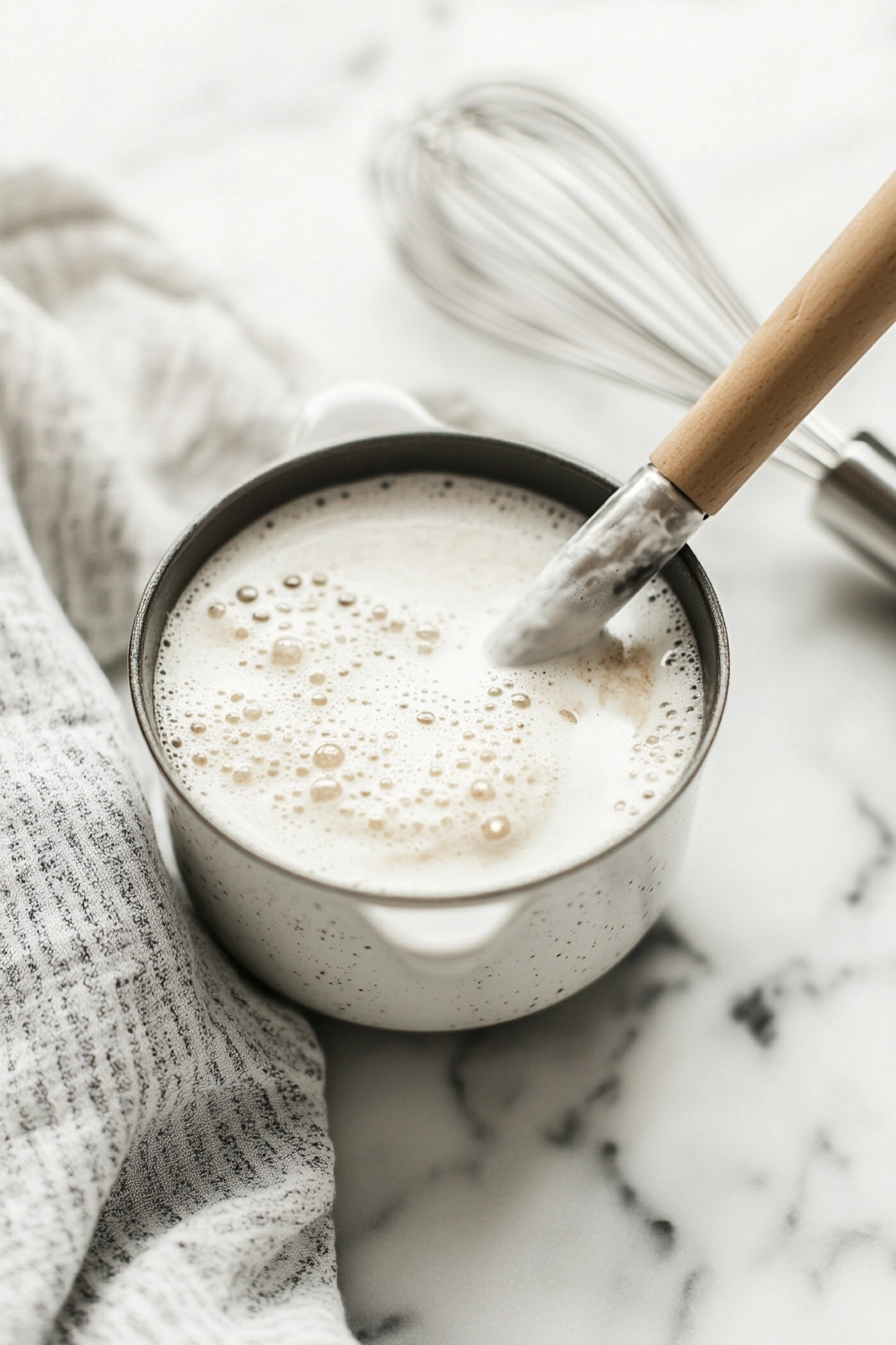 Froth the peppermint-infused milk