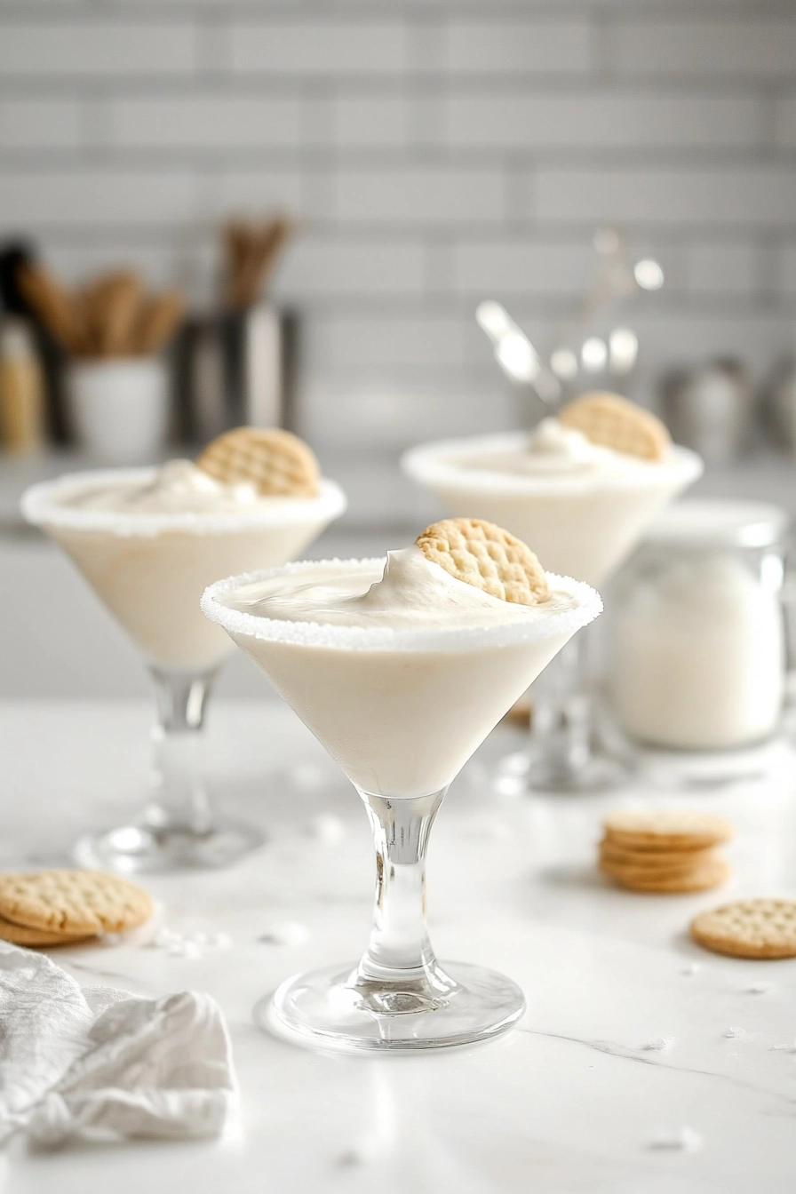 Garnish each glass with a mini sugar cookie