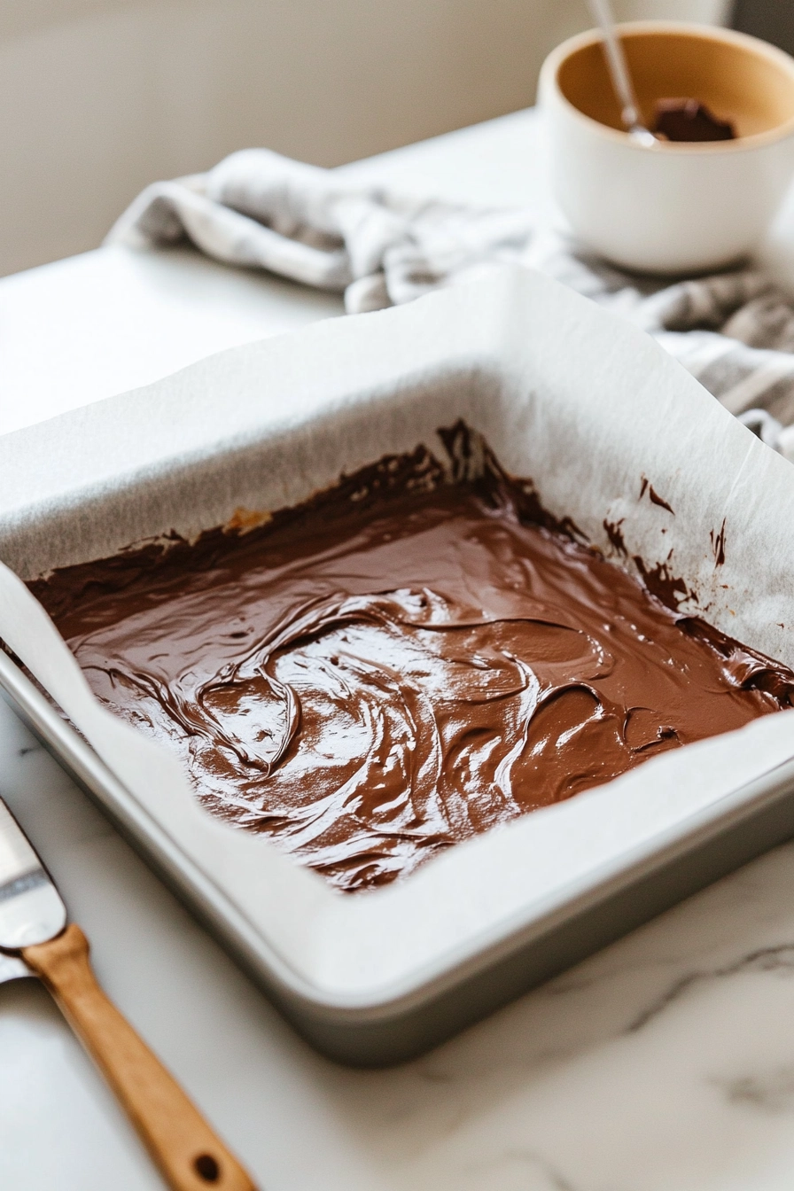Pour the batter into the prepared tray