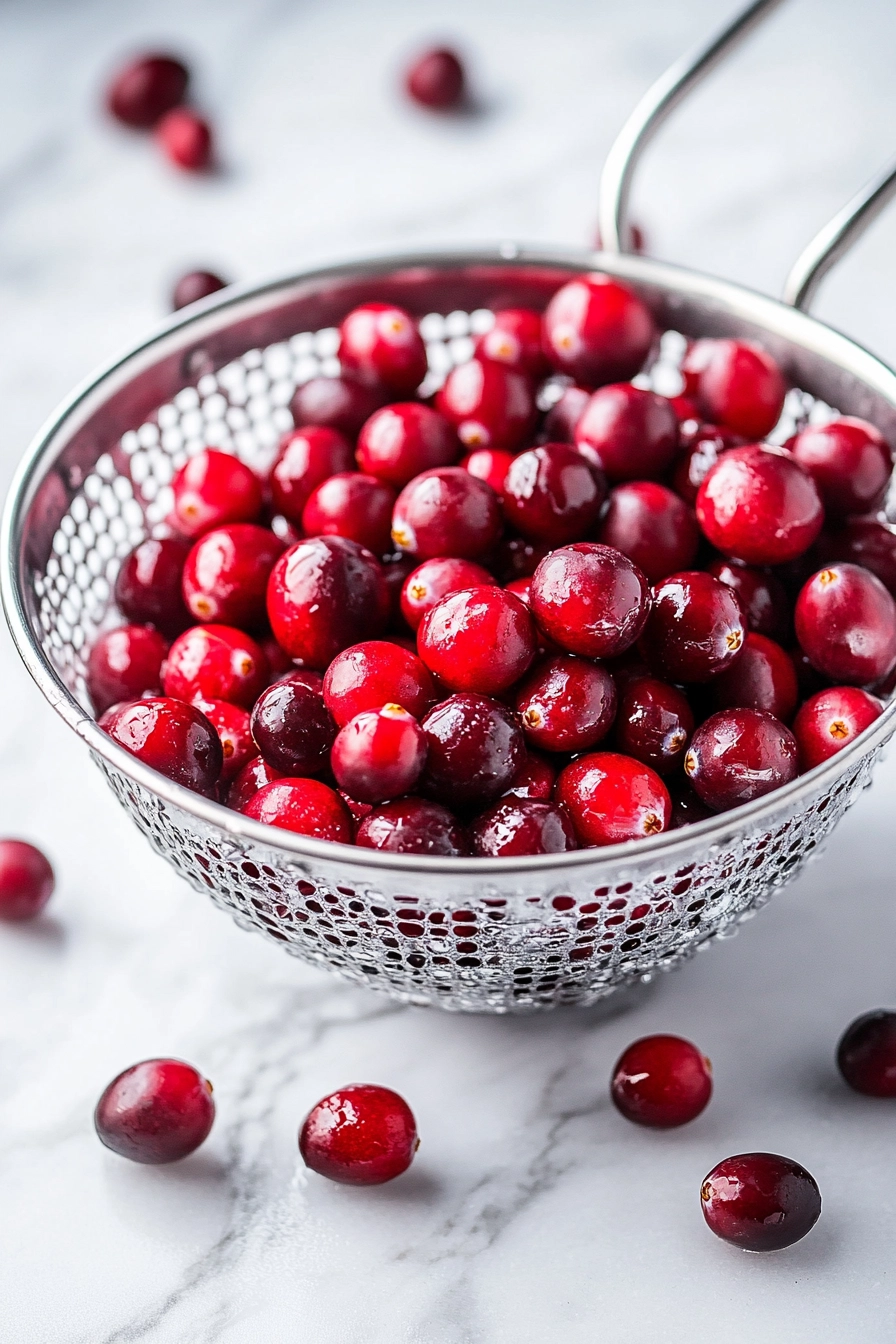 Rinse the fresh cranberries under cold water