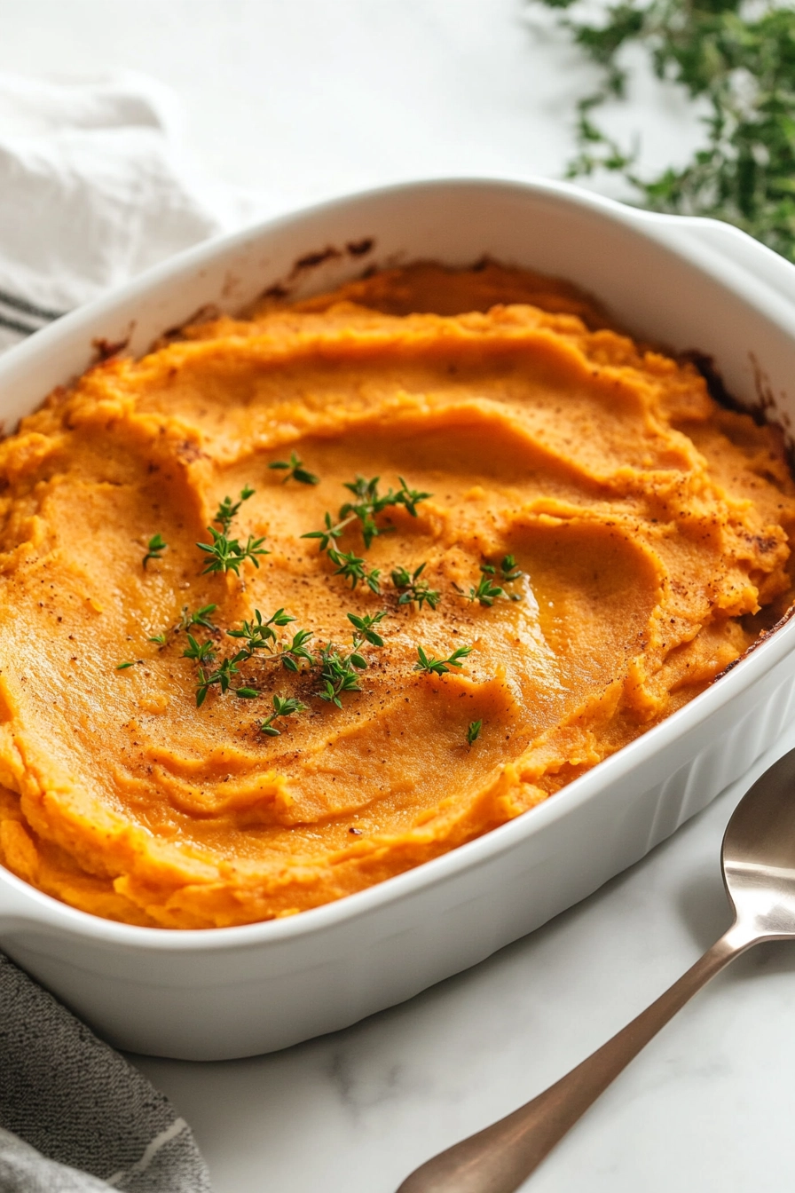 Spread the mashed sweet potatoes
