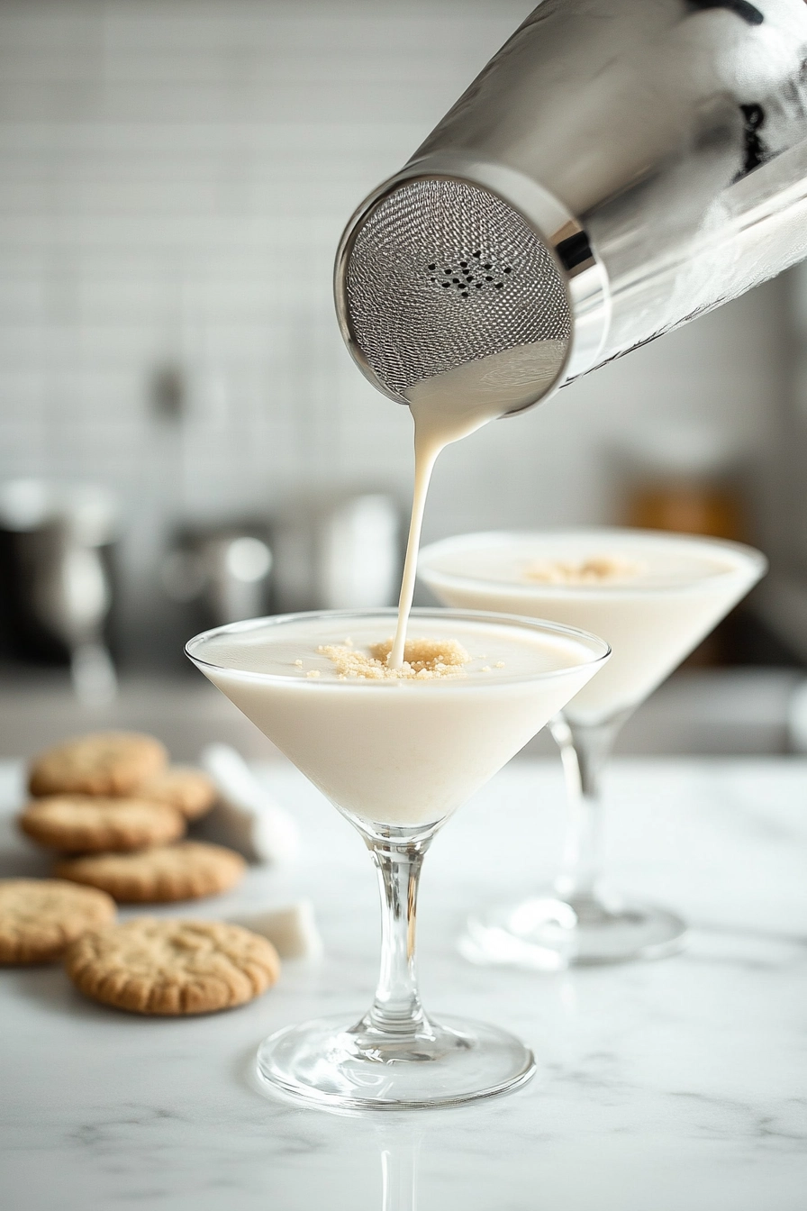 Strain the mixture into the glasses