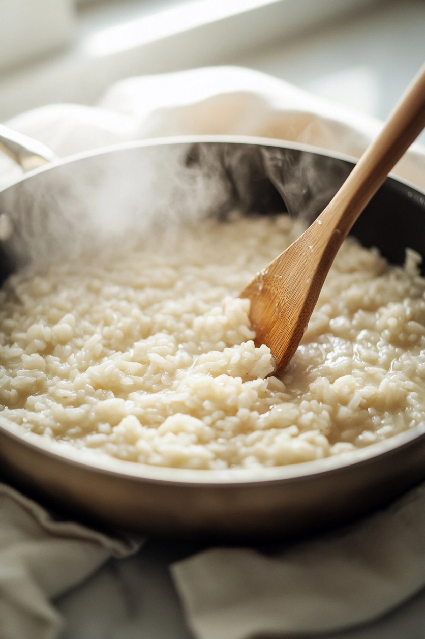 Add warm stock one ladle
