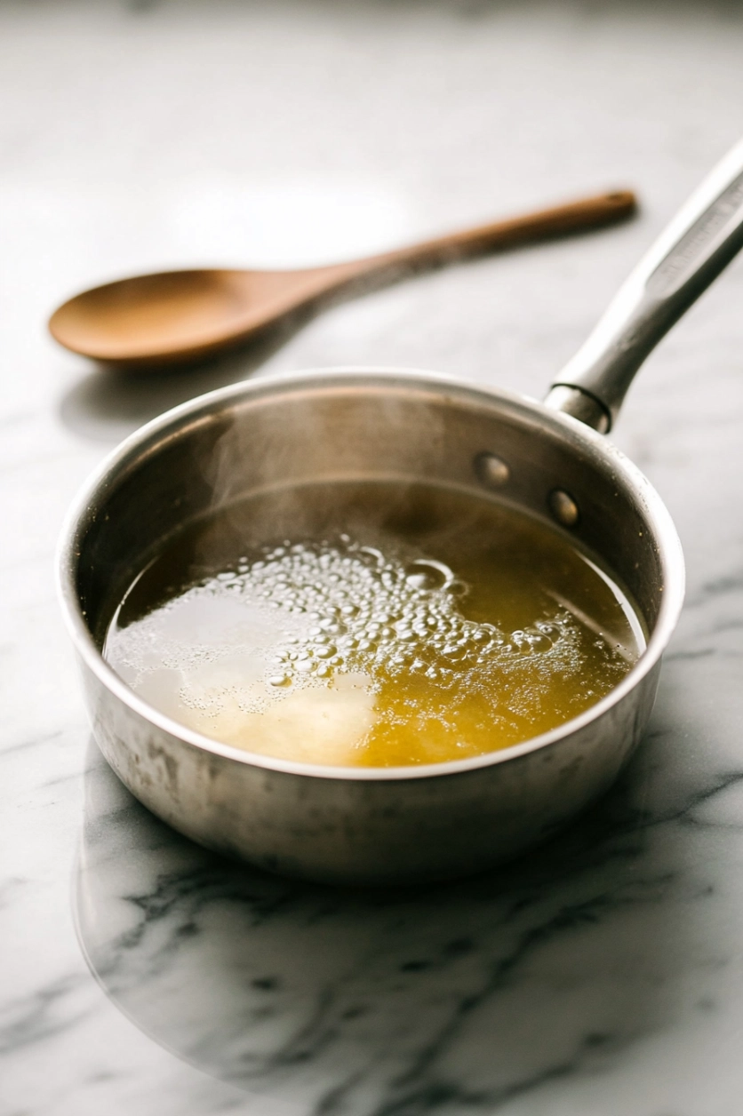 Heat stock in a saucepan
