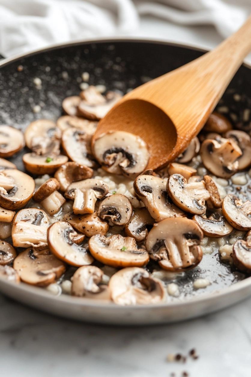 Sauté mushrooms in butter