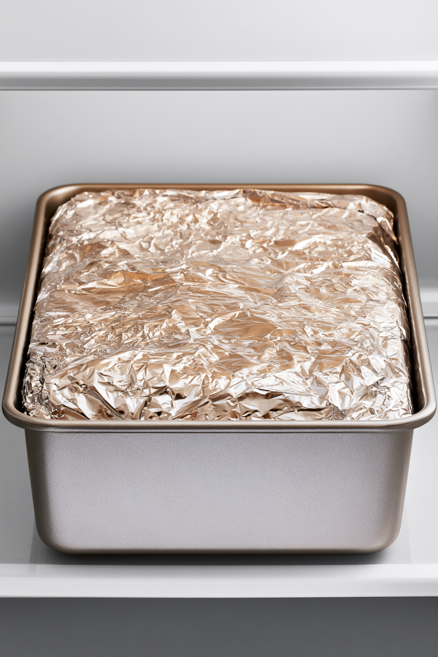 Cover the pan with foil or plastic wrap and freeze for 4–6 hours