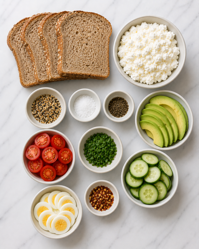 Cottage Cheese Toast Recipe Ingredients