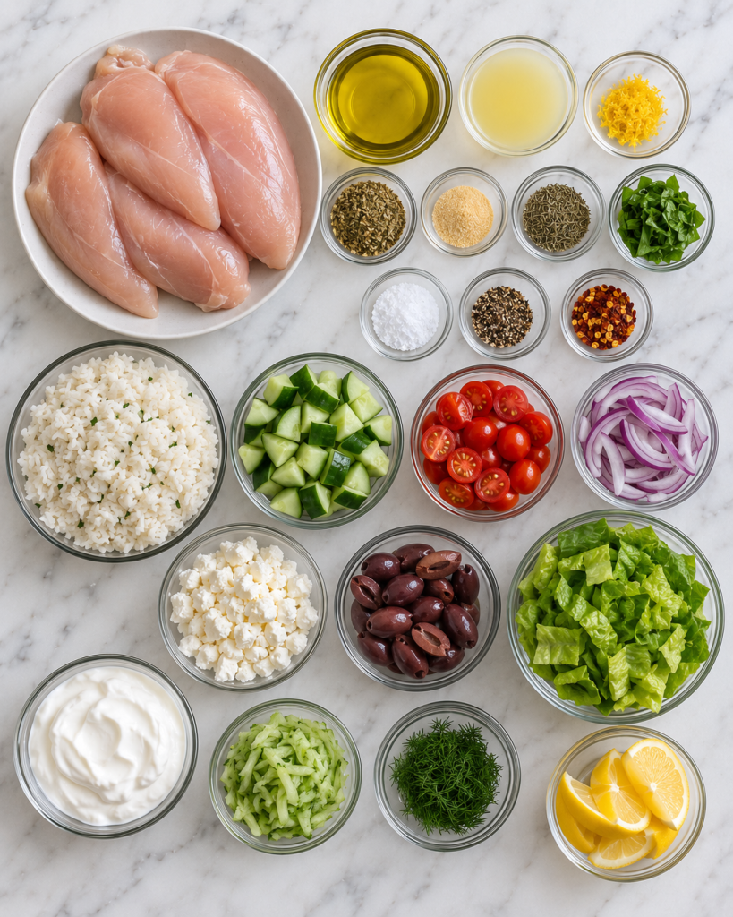 Easy Greek Chicken Bowls Recipe Ingredients