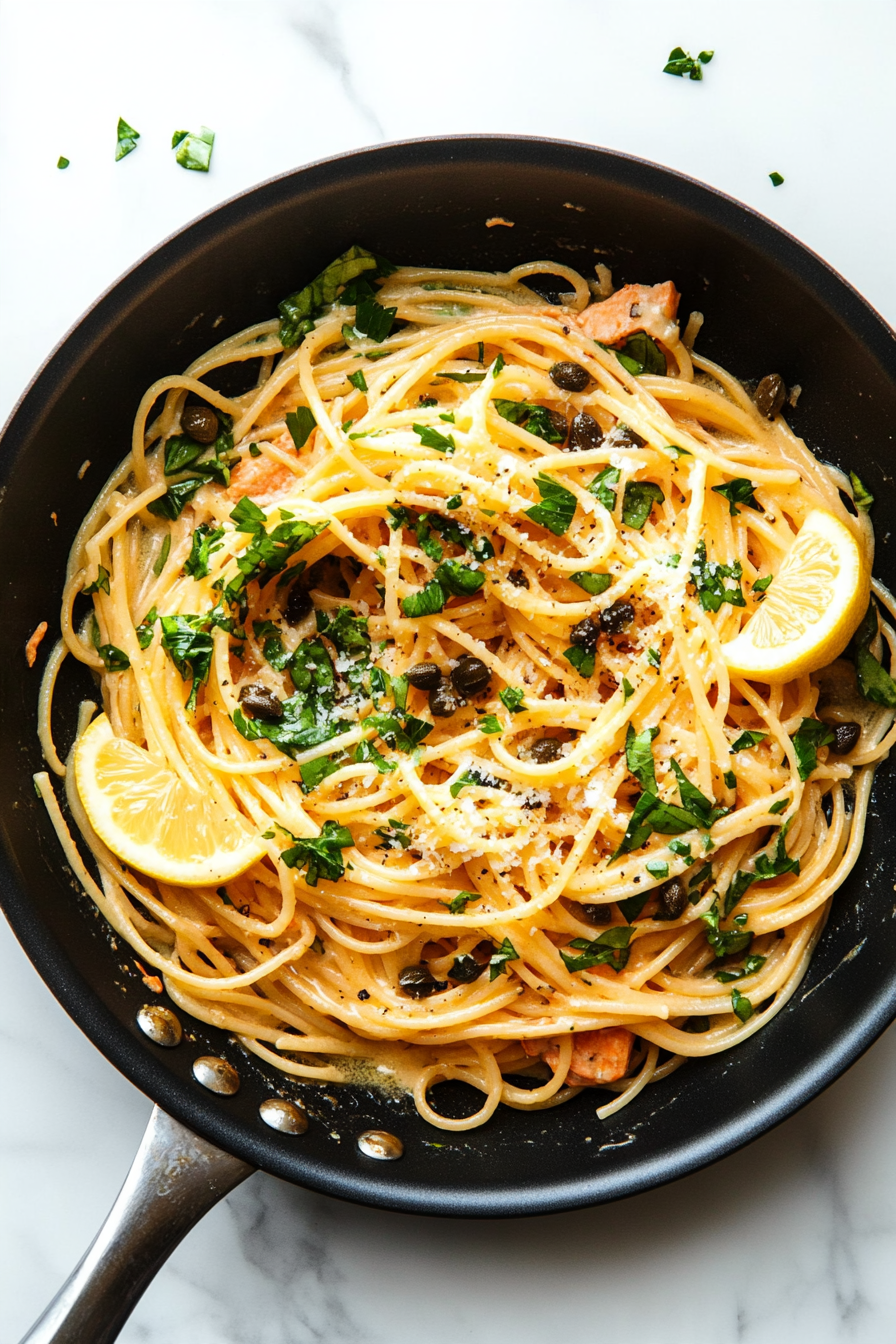 Lemon Garlic Salmon Pasta Recipe