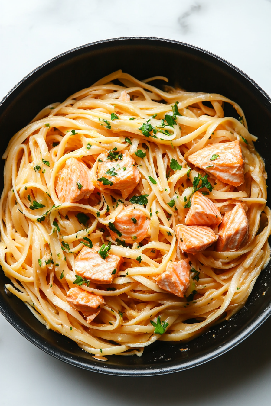 Lemon Garlic Salmon Pasta Recipe