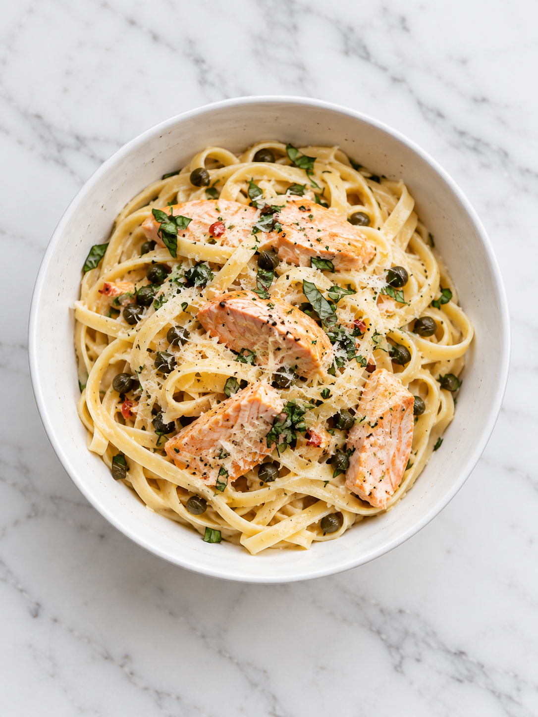 Lemon Garlic Salmon Pasta Recipe