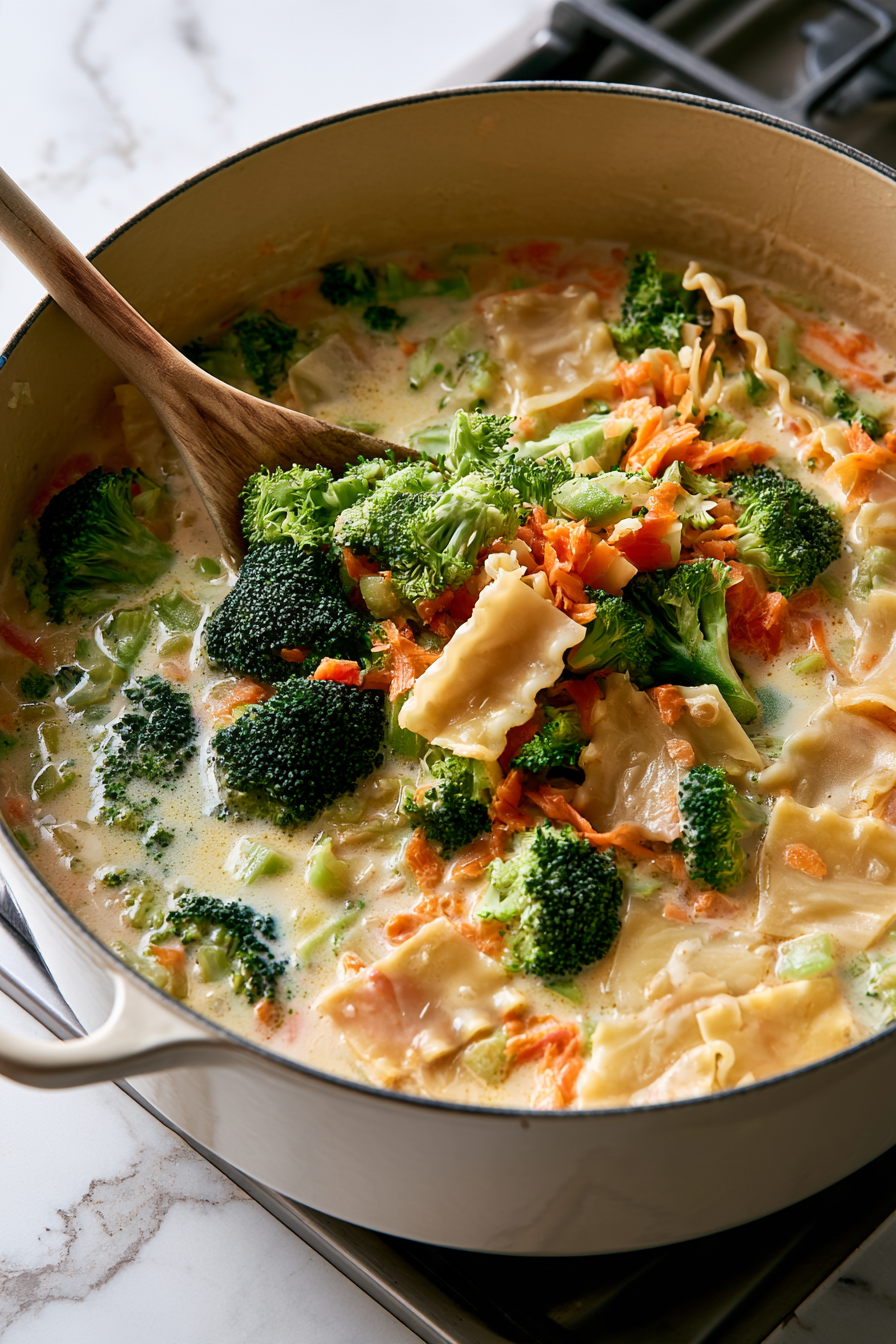 Broccoli Cheddar Lasagna Soup Recipe