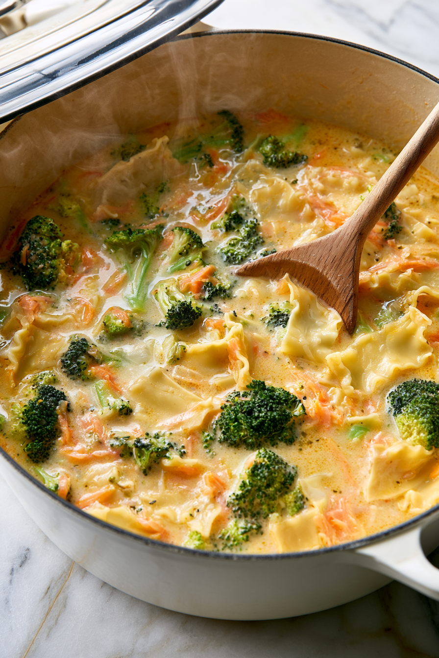 Broccoli Cheddar Lasagna Soup Recipe