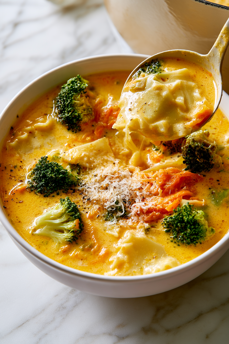 Broccoli Cheddar Lasagna Soup Recipe
