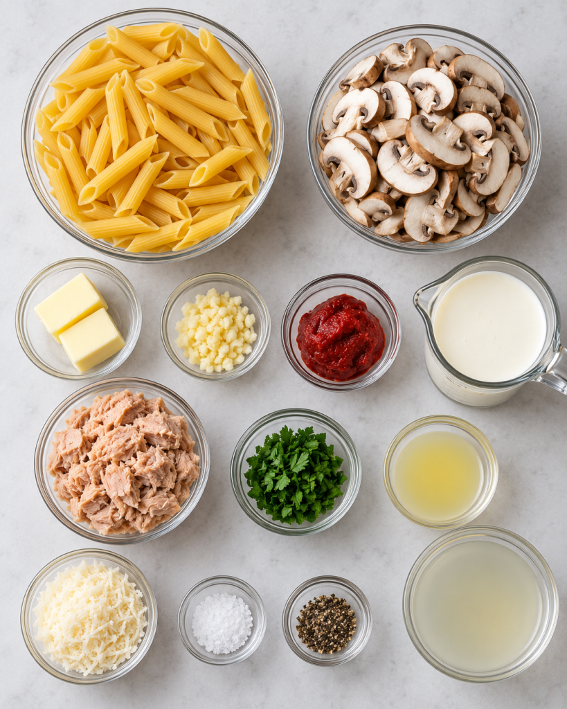 Tuna Mushroom Pasta Recipe Ingredients